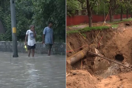 Weather News: Low-lying flooded areas of Delhi's Kashmere Gate (L) and damages in Chandigarh post heavy rainfall. (ANI)